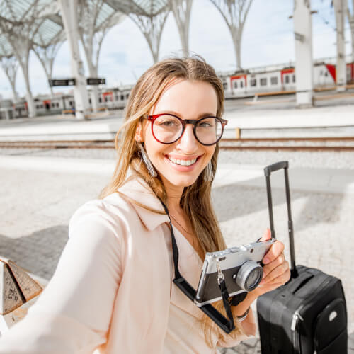 Traveler portrait at a rail platform
