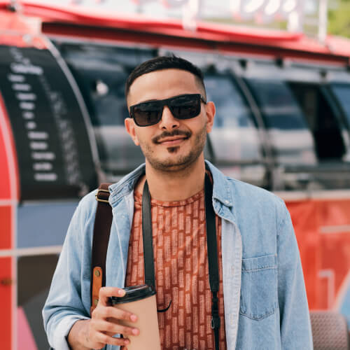 City traveler portrait